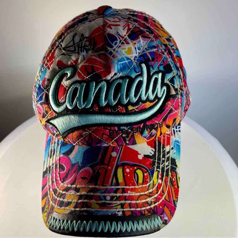 Robin Ruth “Rare” Graffiti Embroidered “Canada” Logo Adjustable Baseball Cap